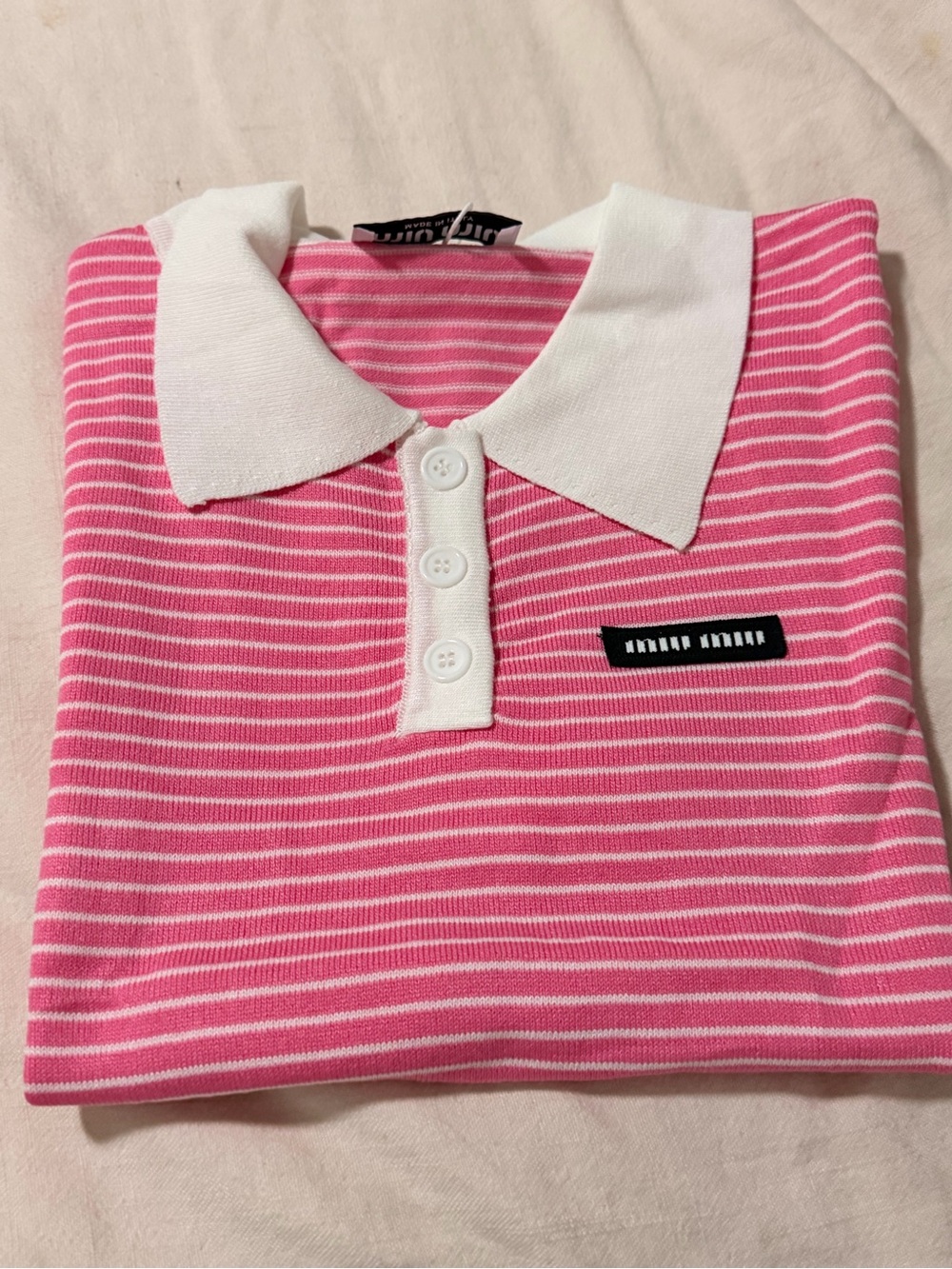 Women’s Miu Miu  Striped Polo Shirt with White Collar